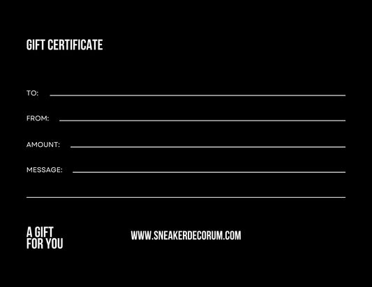 SNEAKERDECORUM GIFT CERTIFICATE